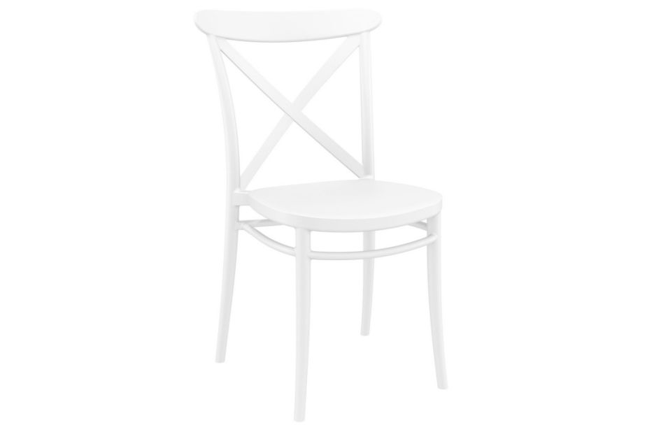 Anwendungsbeispiel: 4 Sessel Crossback weiß mit Tisch Industrial 80 weiß