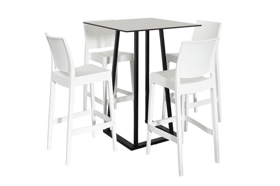 Anwendungsbeispiel: 4 Barhocker Industiral weiß mit Stehtisch Industrial 80 weiß