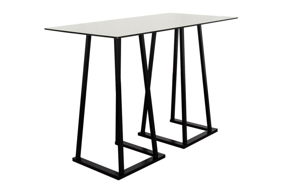 Anwendungsbeispiel: Stehtisch Industrial 160 weiss mit 4 Barhocker Industiral Schwarz