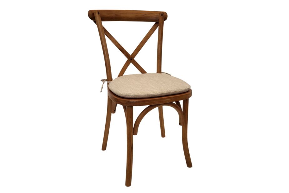 Vorderansicht: Sitzpolster beige am Sessel Crossback Holz