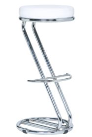 Barhocker mit weißem Lederpolster