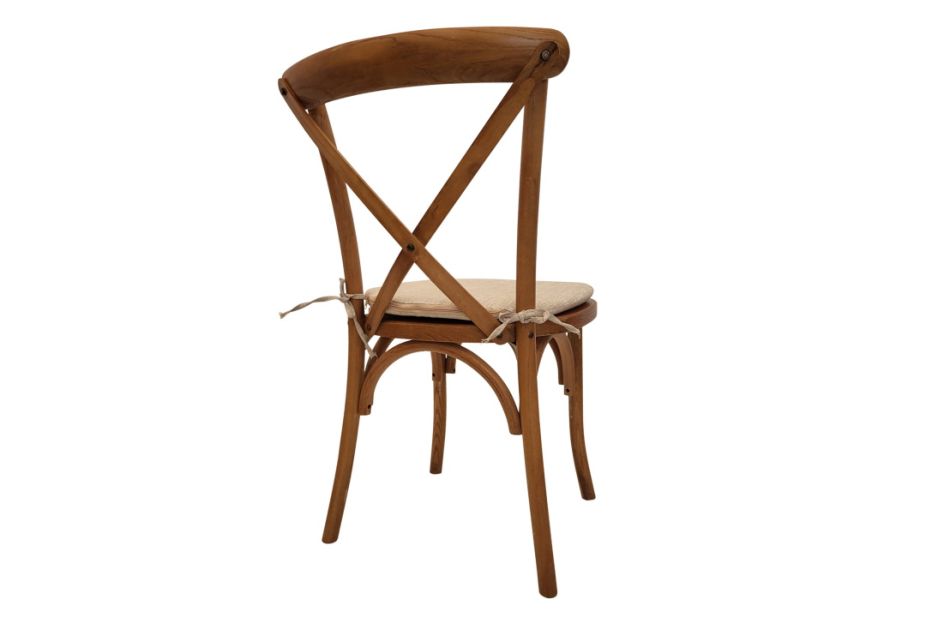 Rückansicht: Sitzpolster beige am Sessel Crossback Holz