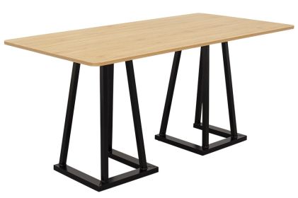 Industrial Tisch eckig stapelbar mit Tischplatte in Holzoptik